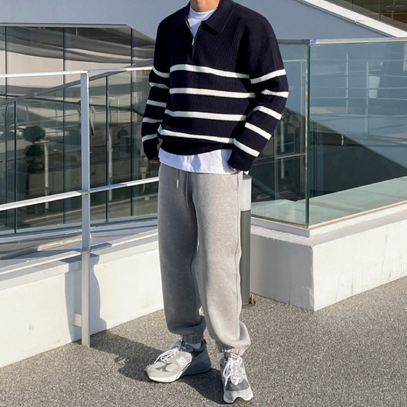 Striped Quarter-Zip Sweater