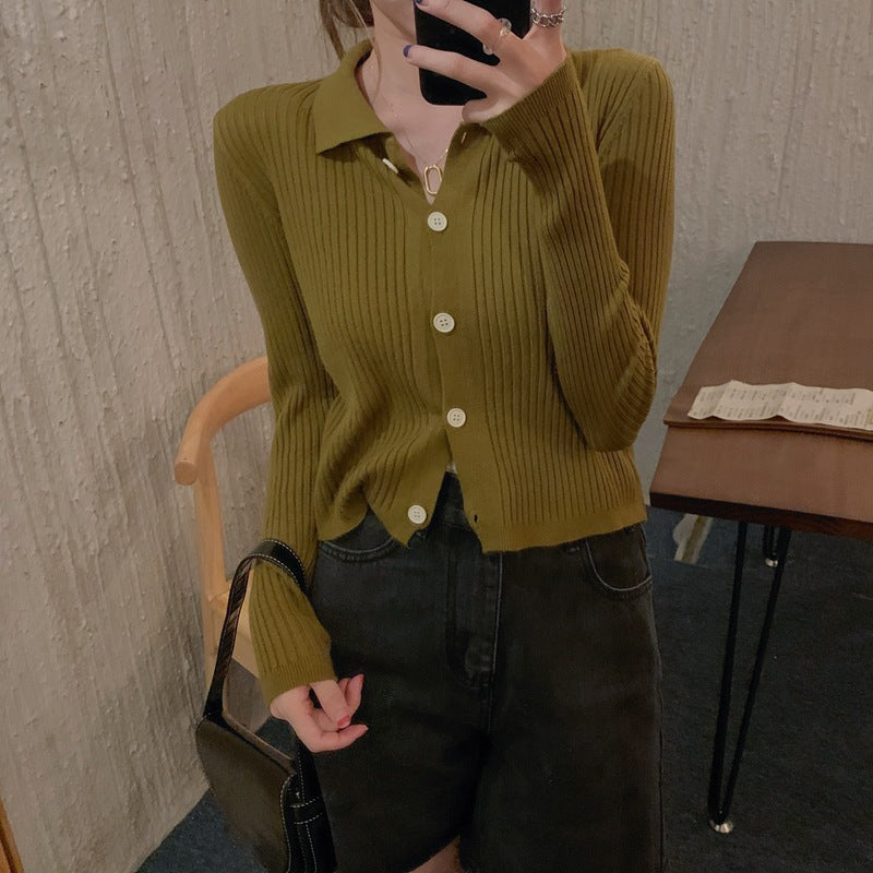 Esandro Vale™ - Haut boutonné tricoté à manches longues pour femme