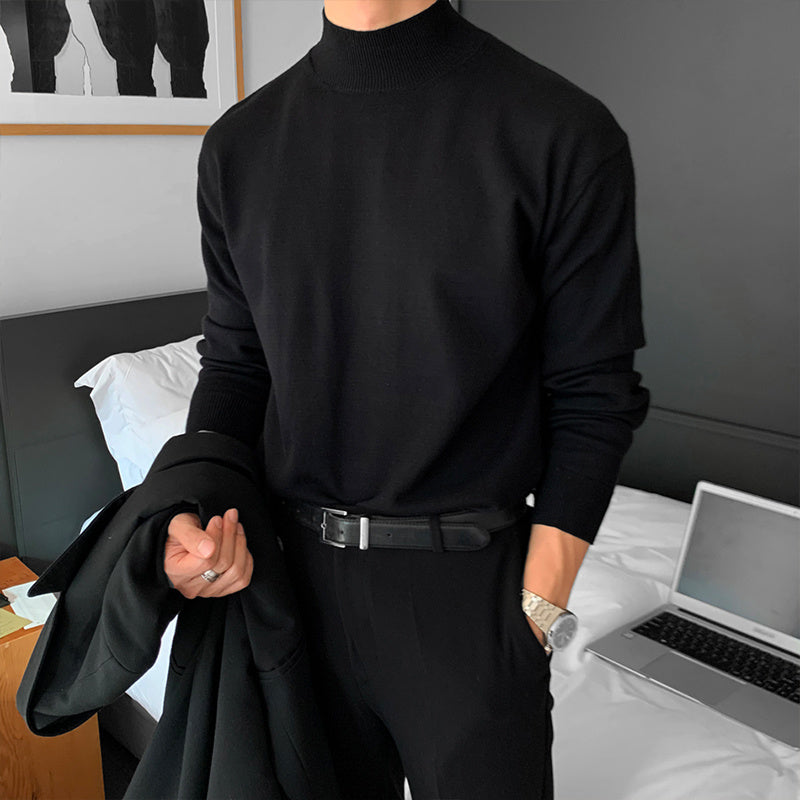 Lapel Turtleneck Sweater