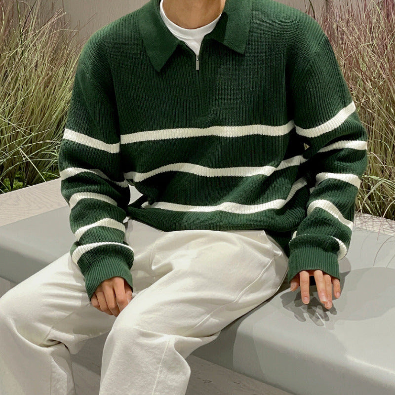 Striped Quarter-Zip Sweater