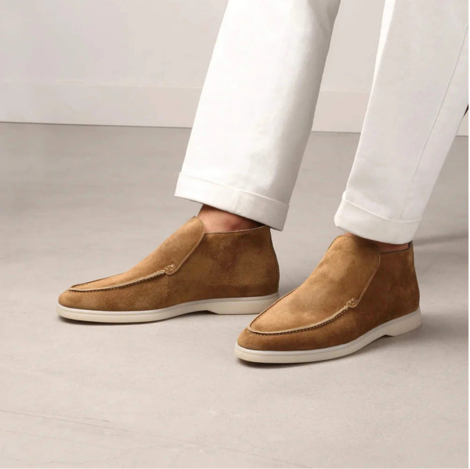 High Rise Suede Loafers