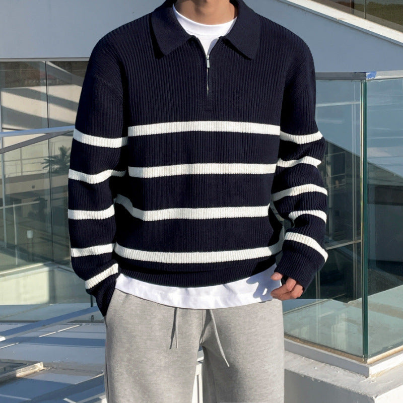 Striped Quarter-Zip Sweater