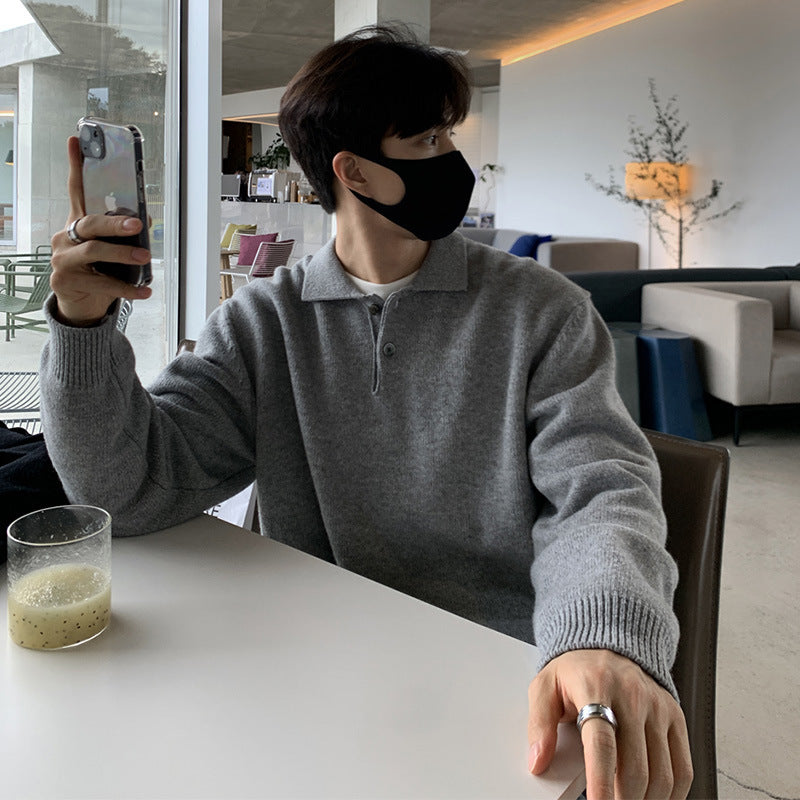 Lapel Button Sweater