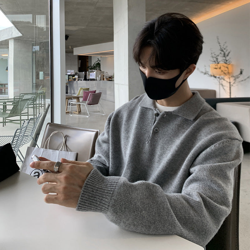 Lapel Button Sweater