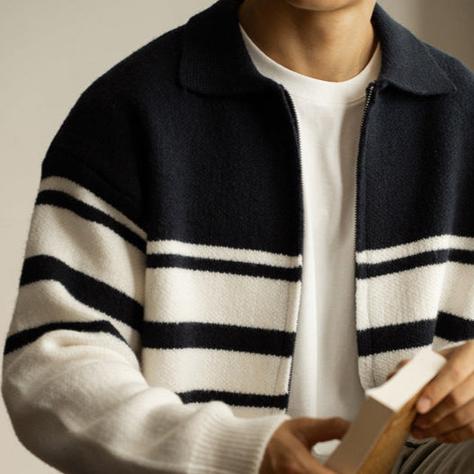 Contrast Lapel Sweater
