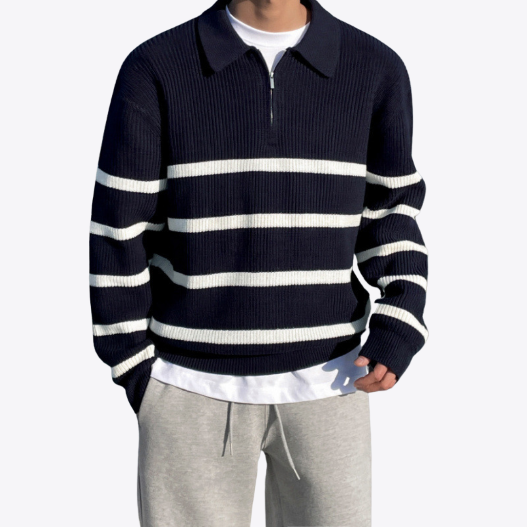 Striped Quarter-Zip Sweater