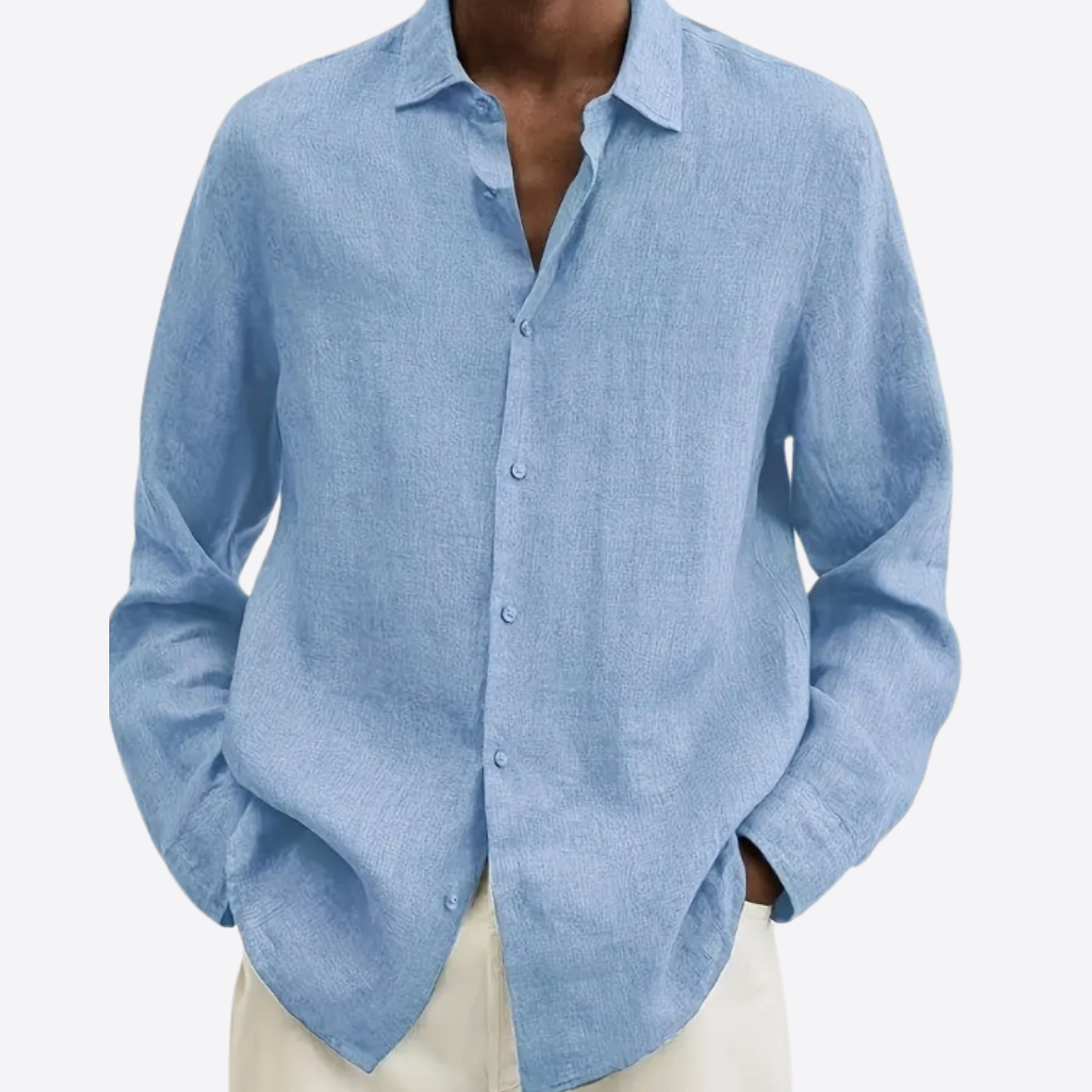 Esandro Vale™ - Solid Blue Button Up