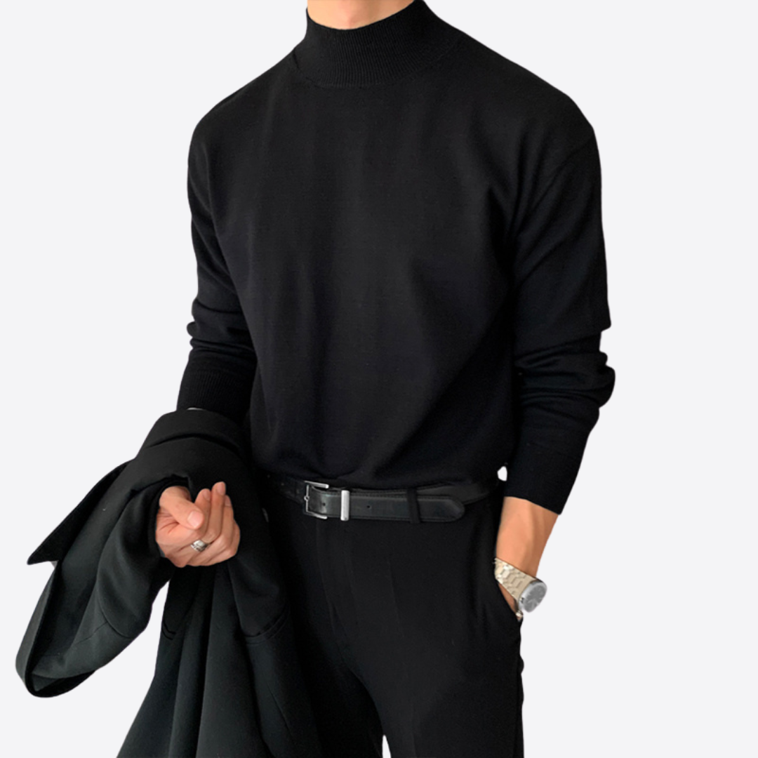 Lapel Turtleneck Sweater