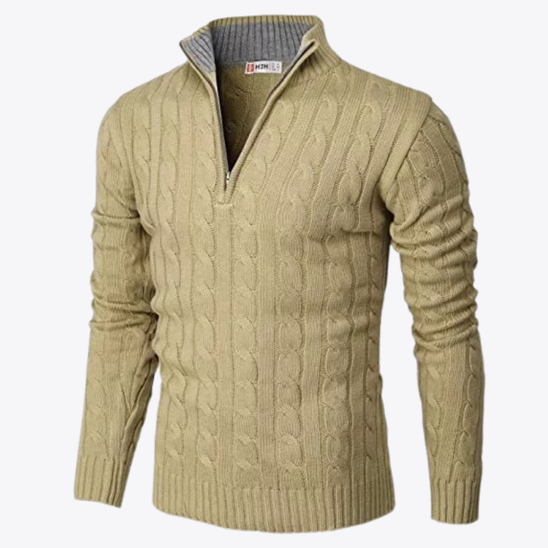 Esandro Vale™ - Patterned Quarter Zip-Up Sweater
