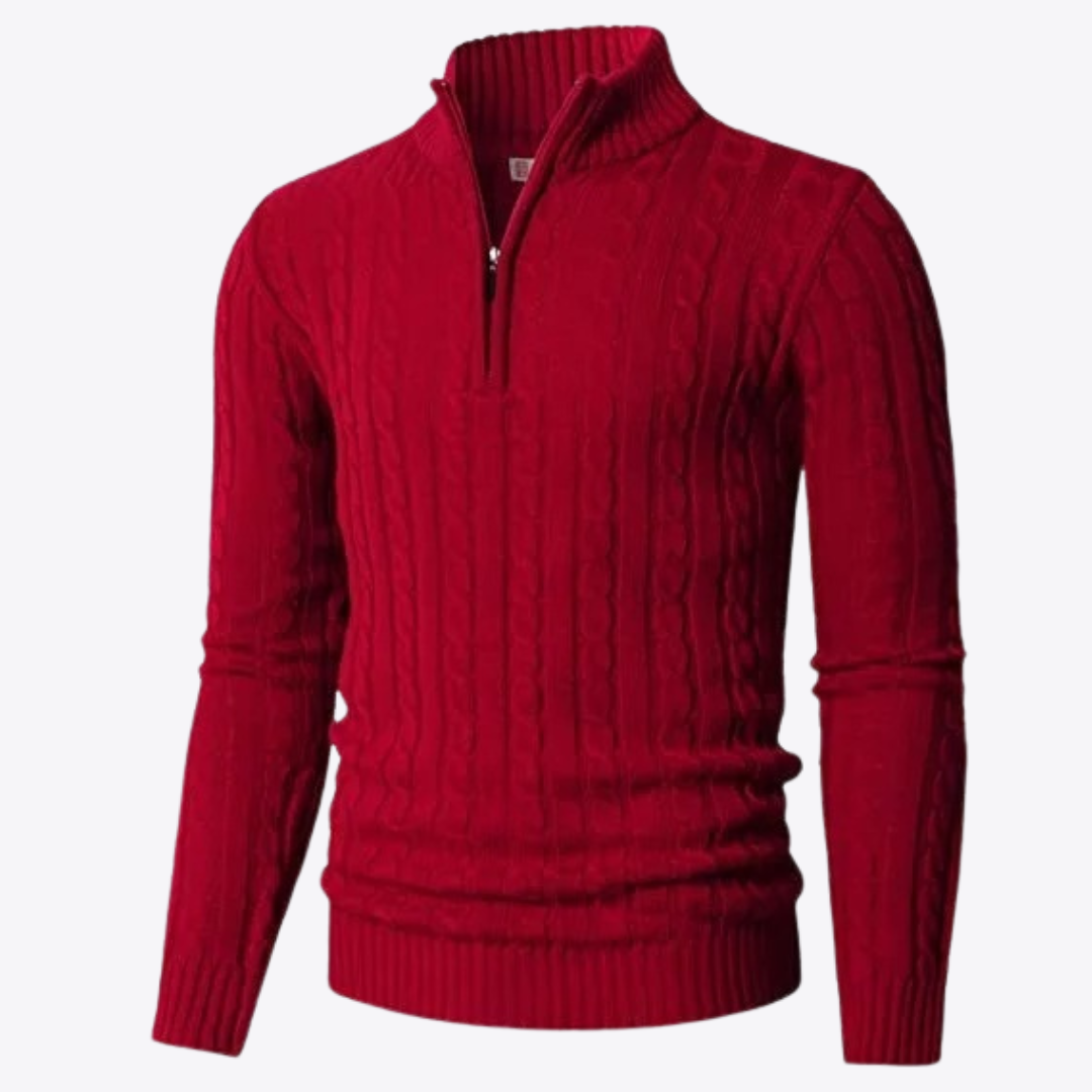 Esandro Vale™ - Patterned Quarter Zip-Up Sweater