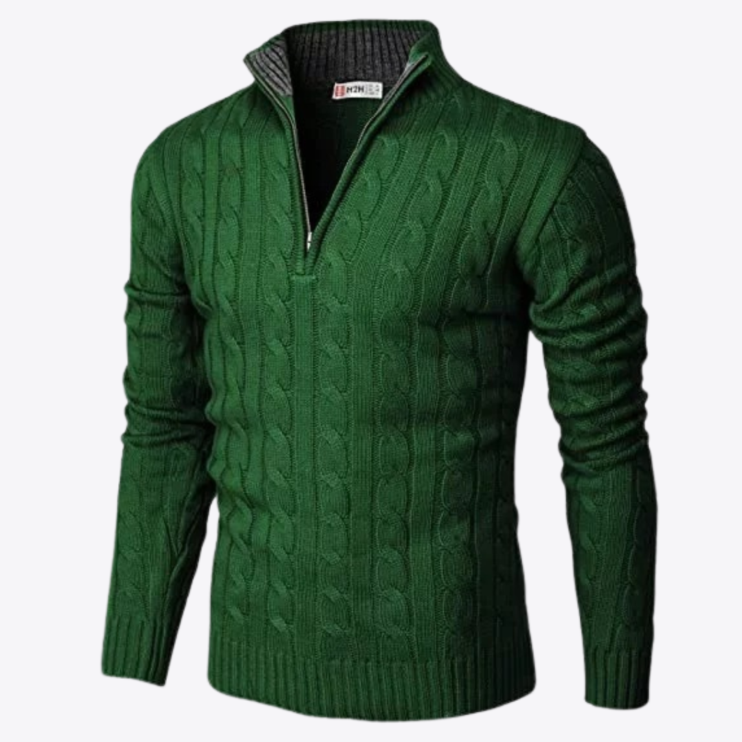 Esandro Vale™ - Patterned Quarter Zip-Up Sweater