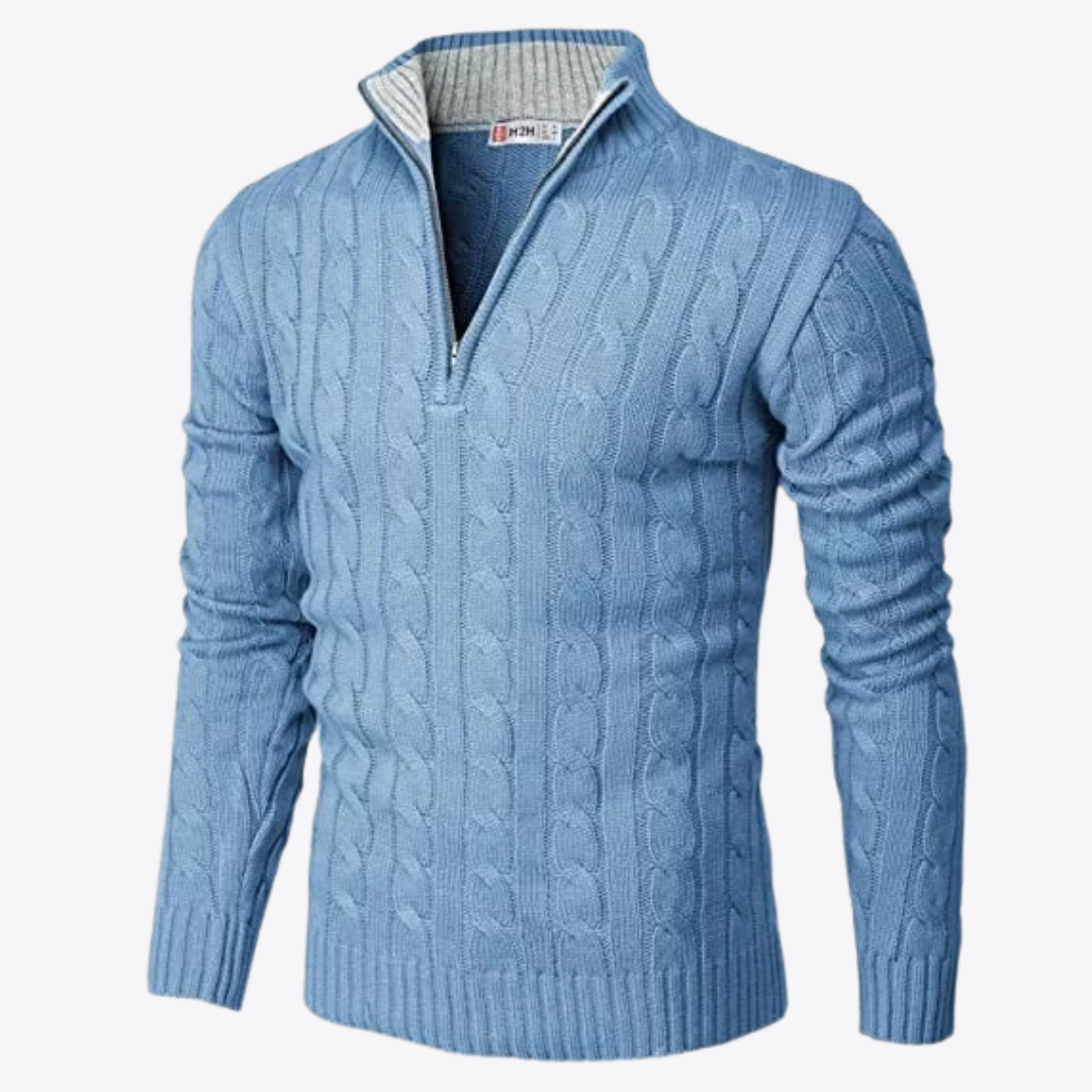 Esandro Vale™ - Patterned Quarter Zip-Up Sweater