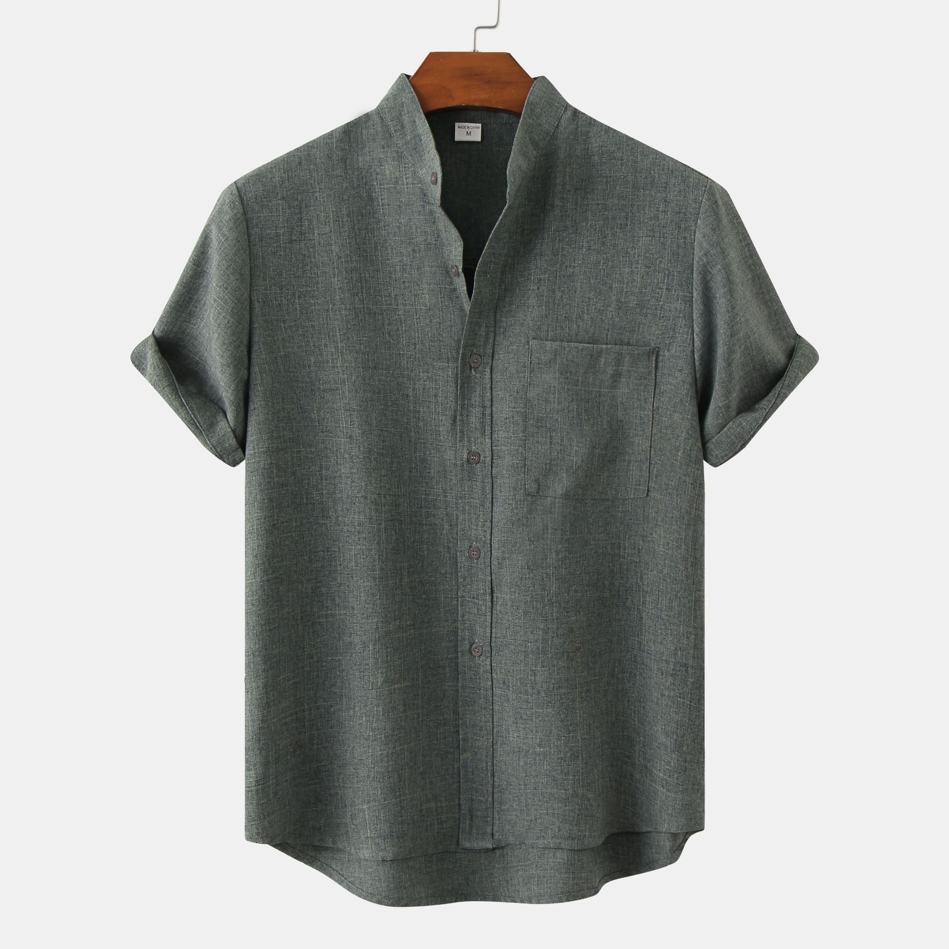 Solid Color Cotton Button Up
