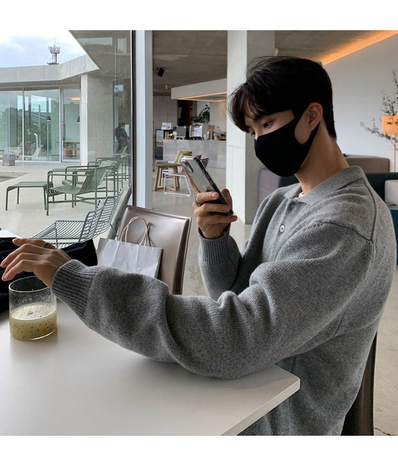 Lapel Button Sweater