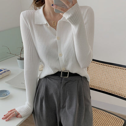 Esandro Vale™ - Gestricktes Langarm-Button-Up für Damen