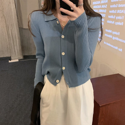 Esandro Vale™ - Gestricktes Langarm-Button-Up für Damen