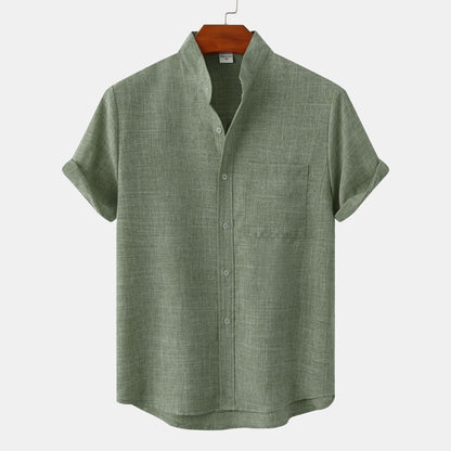 Esandro Vale™ - Chemise boutonnée en coton de couleur unie