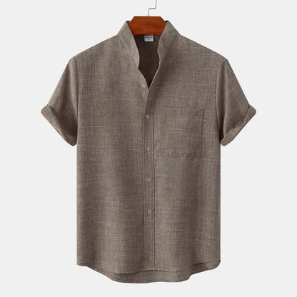 Esandro Vale™ - Chemise boutonnée en coton de couleur unie
