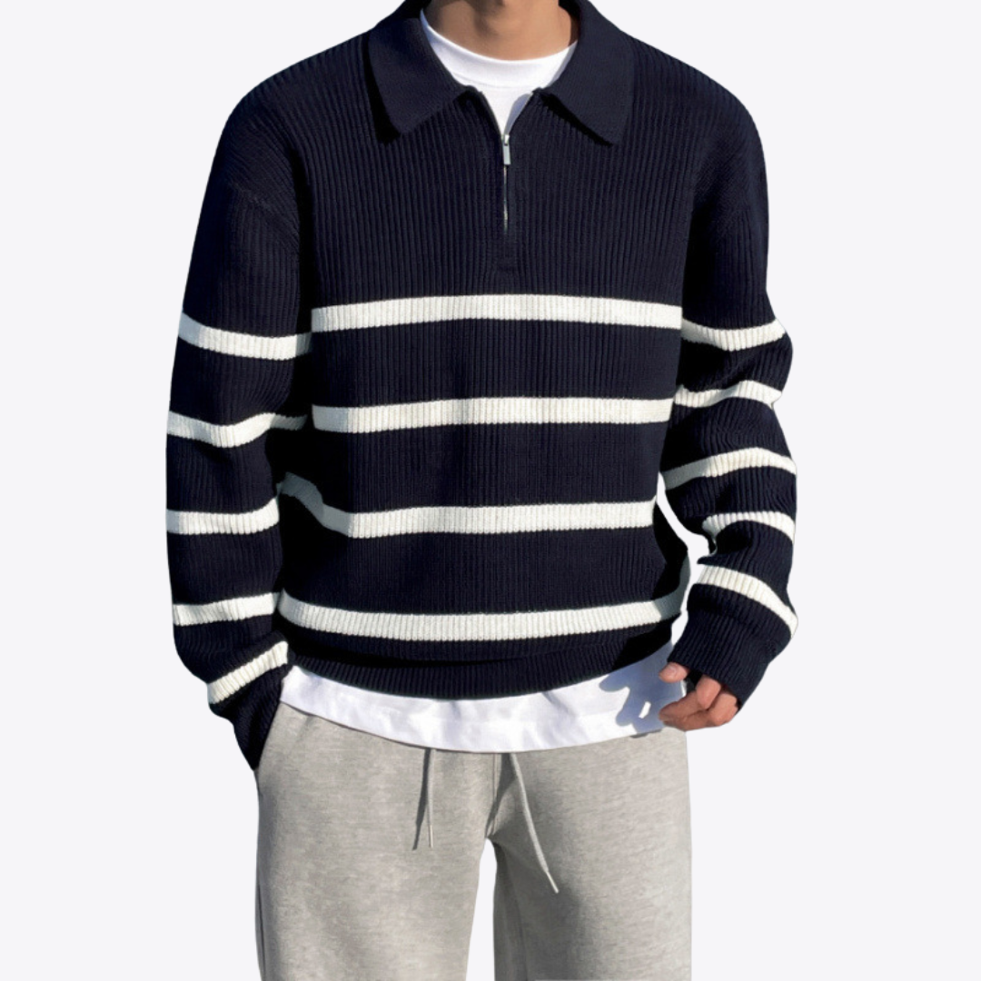 Esandro Vale™ - Striped Half Zip