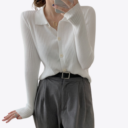 Esandro Vale™ - Gestricktes Langarm-Button-Up für Damen