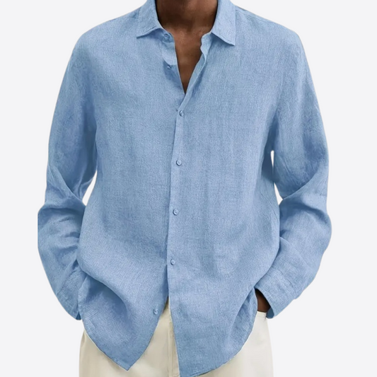 Esandro Vale™ - Solid Blue Button Up