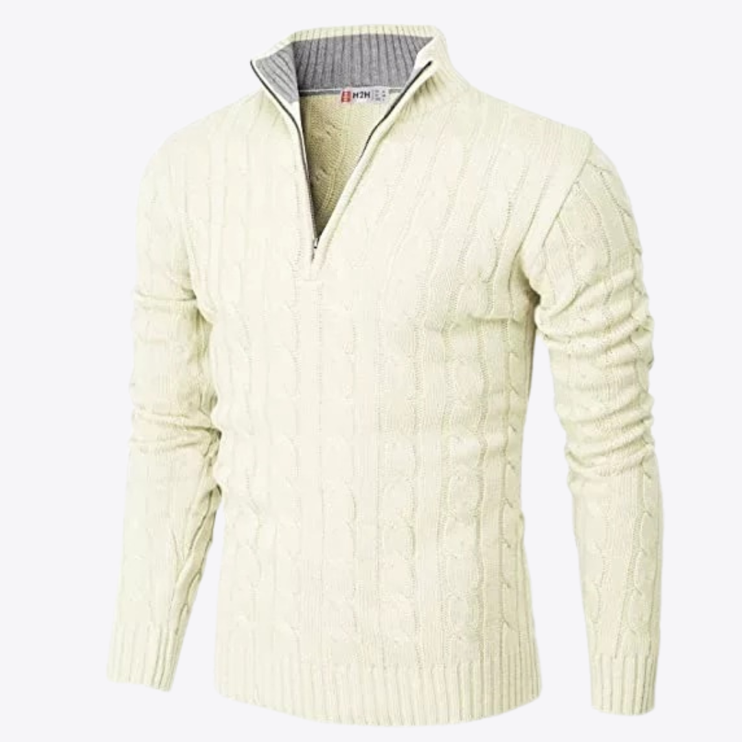 Esandro Vale™ - Patterned Quarter Zip-Up Sweater