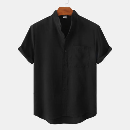 Esandro Vale™ - Chemise boutonnée en coton de couleur unie